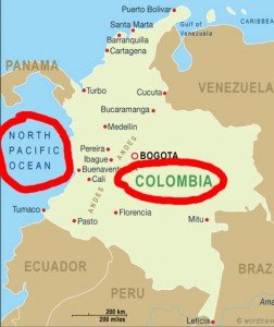 Colombia and Pacific ocean